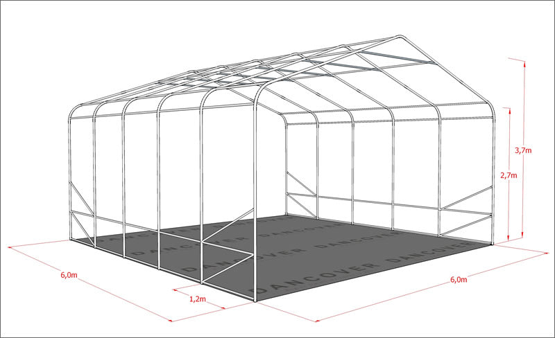 6x6m StoragePro w/Gablekit 600g PVC SH Grey