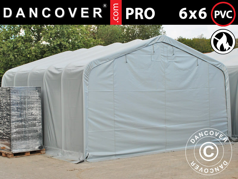 6x6m StoragePro w/Gablekit 600g PVC SH Grey
