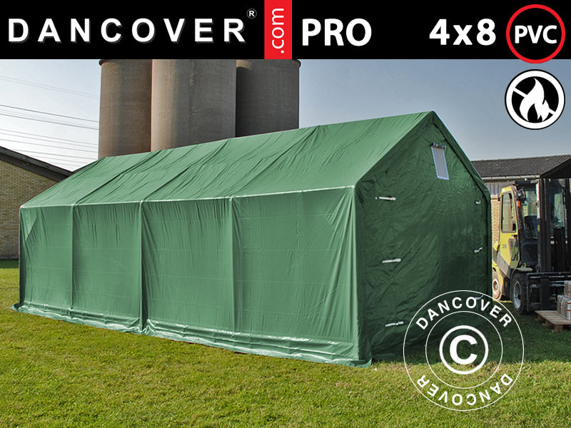 4x8 m StoragePro w/Gablekit 500g PVC SH Green