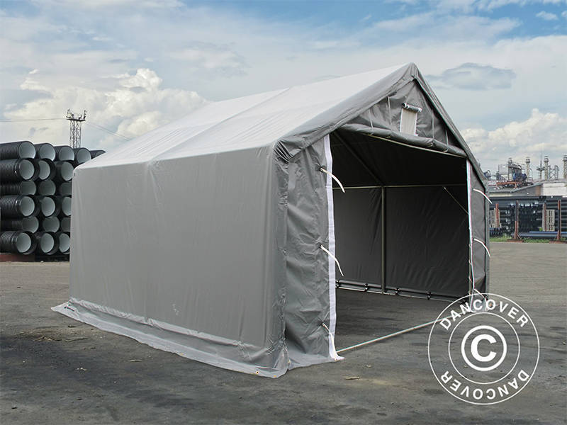 4x4 m StoragePro w/Gablekit 500g F/R PVC SH Grey
