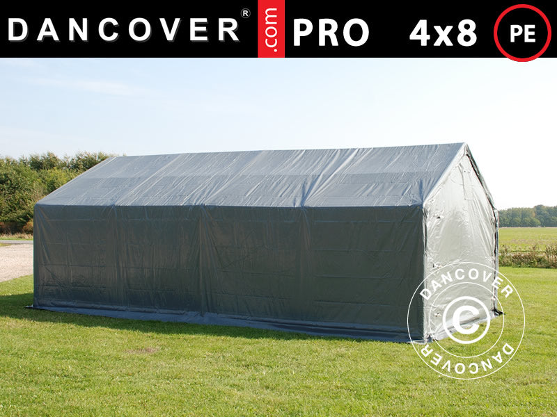 4x8 m StoragePro w/Gablekit 300g PE SH Grey
