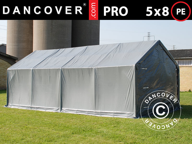 5x8 m StoragePro w/Gablekit 300g PE SH Grey
