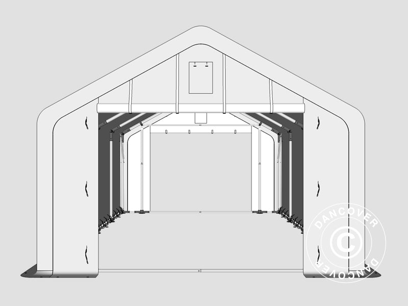 Lagertält PRO 5x8x2x3,39m, PE, Grå