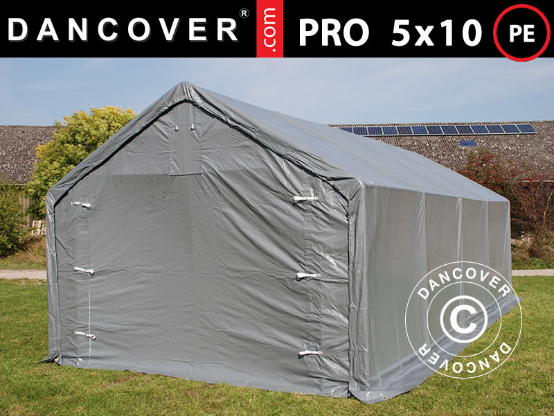 5x10 m StoragePro w/Gablekit 300g PE SH Grey