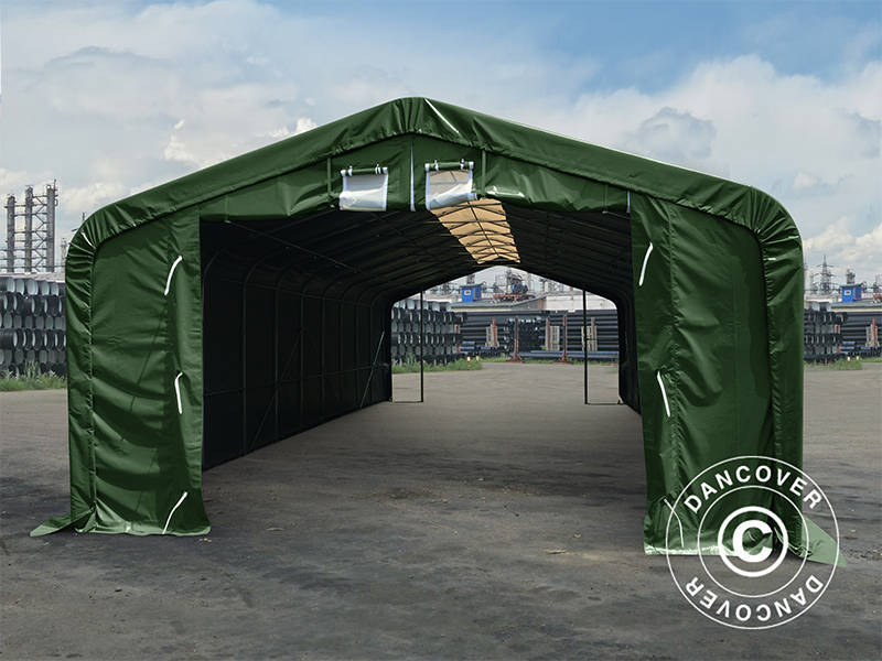 6x12m StoragePro w/Gablekit 600gPVC Green SkyPanel