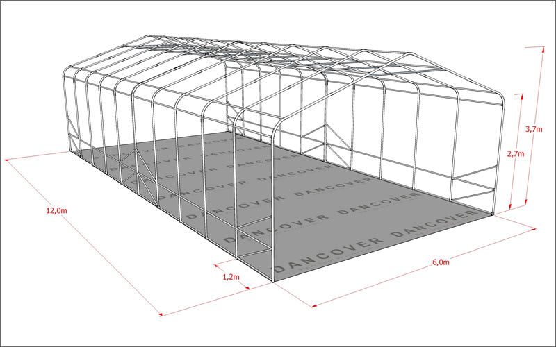 6x12m StoragePro w/Gablekit 600gPVC Green SkyPanel