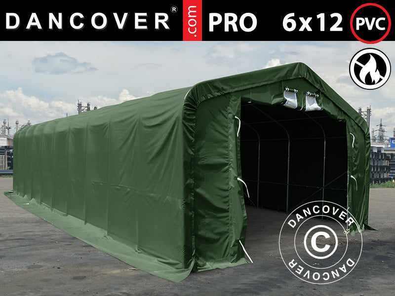 6x12m StoragePro w/Gablekit 600gPVC Green SkyPanel