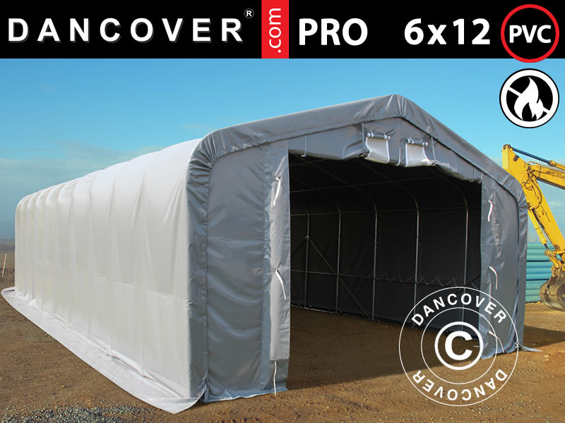 6x12m StoragePro w/Gablekit 600g PVC Grey SkyPanel