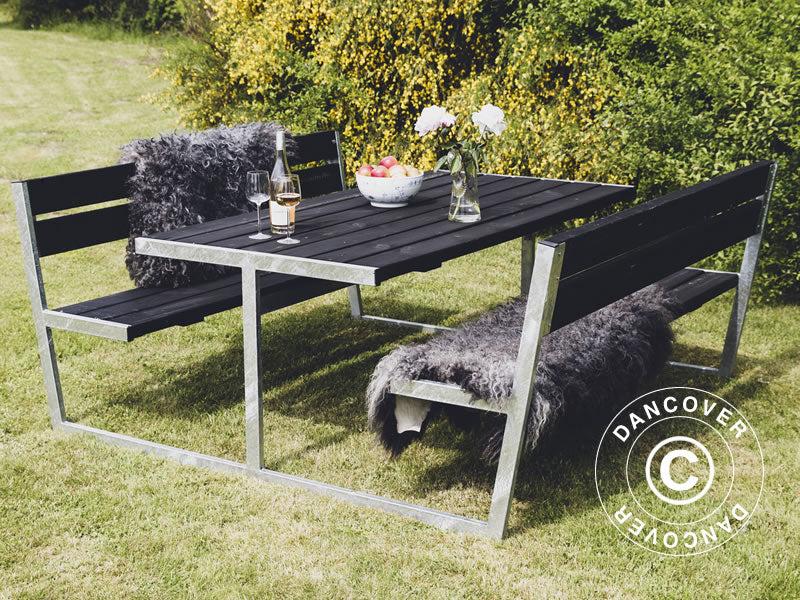 Picknickbord med ryggstöd, 2,05x1,8x0,85m, Svart