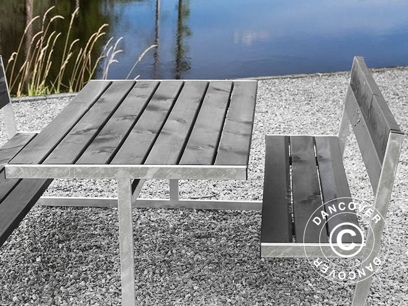 Picknickbord med ryggstöd, 2,05x1,8x0,85m, Svart