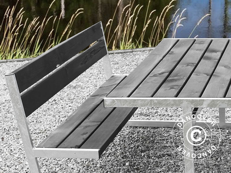 Picknickbord med ryggstöd, 2,05x1,8x0,85m, Svart