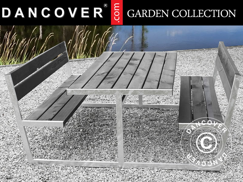 Picknickbord med ryggstöd, 2,05x1,8x0,85m, Svart