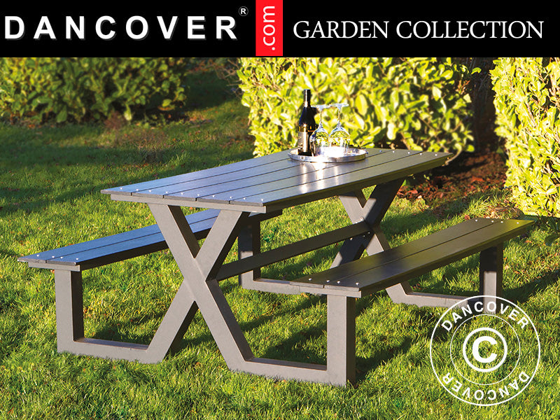 Picknickbord, nonwood, 1,51x1,76x0,72m, Svart/Antracit