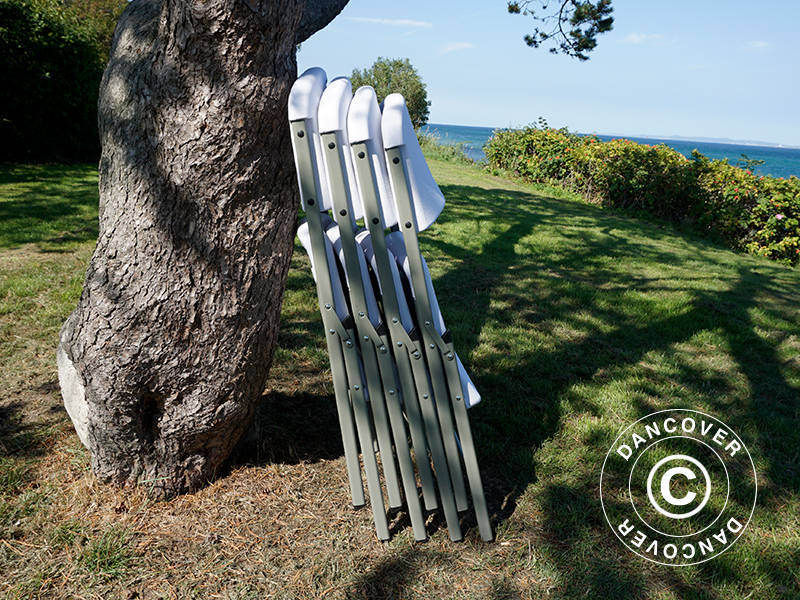 Klappstol 48x43x89cm, Ljusgrå/Vit, 4 st.