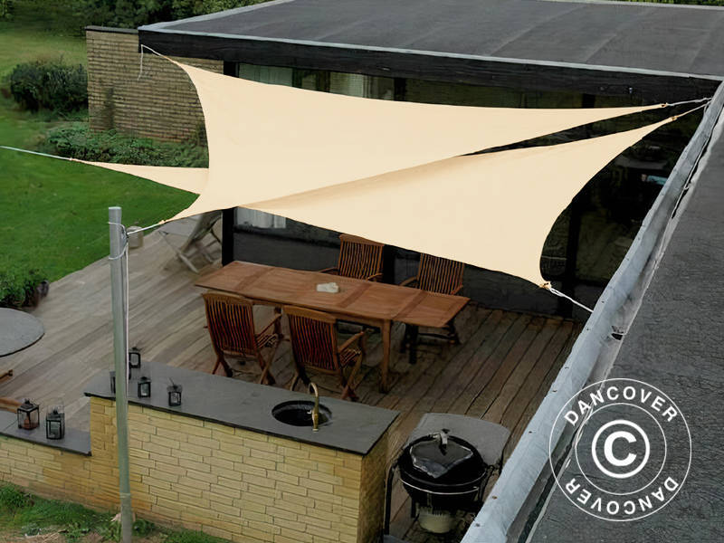 Solsegel 5x5x7m, Triangulärt, Sand