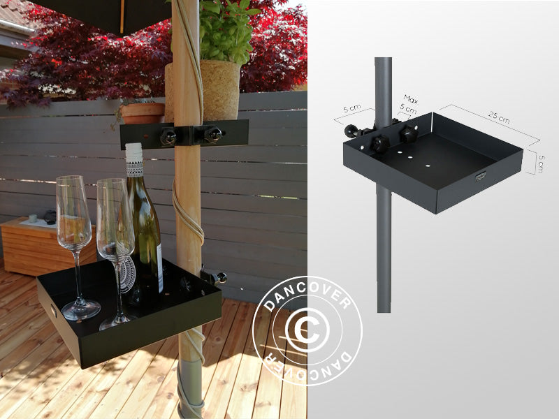 Parasollbord, 25x25cm, Svart, 1 st.