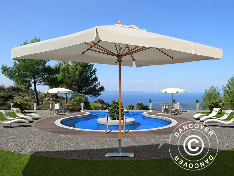 Parasoll Palladio Standard med kant, 3x3m, Naturfärgat