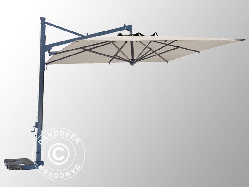 Frihängande parasoll Galileo Dark, 3,5x3,5m, Naturfärgat