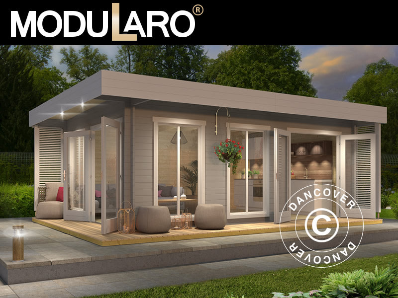 Stuga i trä Vienna, 5,7x3,8x2,45m, 40mm, Ljusgrå