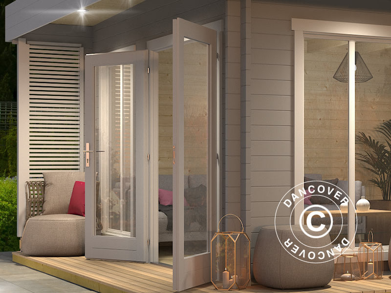 Stuga i trä Vienna, 5,7x3,8x2,45m, 40mm, Ljusgrå