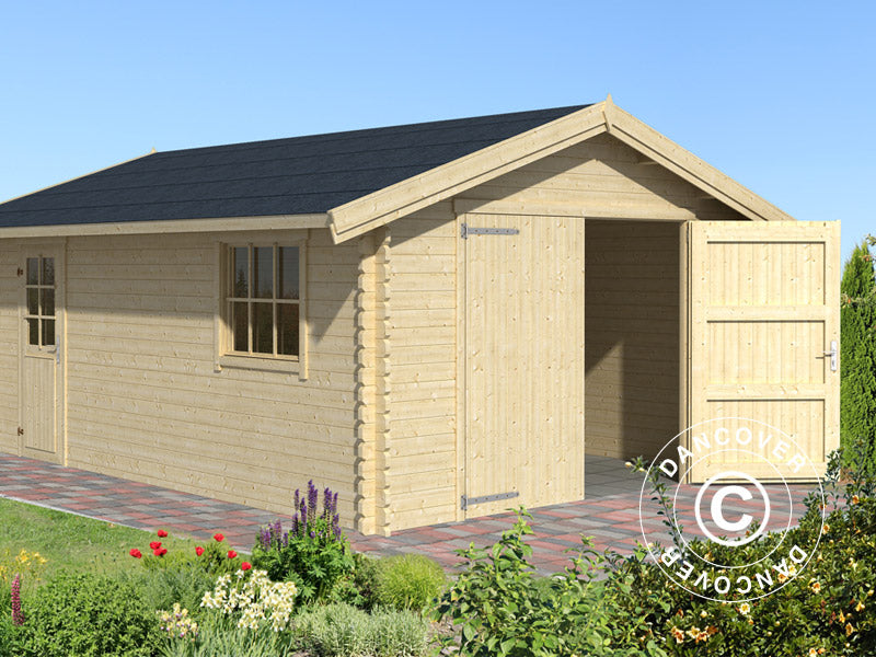 Trägarage Rauma, 3,8x5,4x2,74m, 40mm, Naturlig