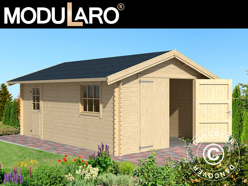 Trägarage Rauma, 3,8x5,4x2,74m, 40mm, Naturlig