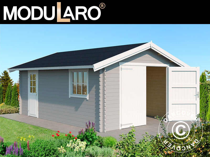 Trägarage Rauma, 3,8x5,4x2,74m, 40mm, Ljusgrå