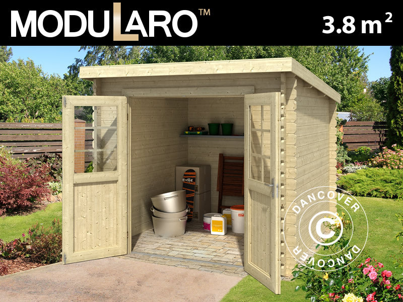 Redskapsbod i trä Hagen 2,3x1,75x2,11m, 28mm, 3,8m², Naturlig