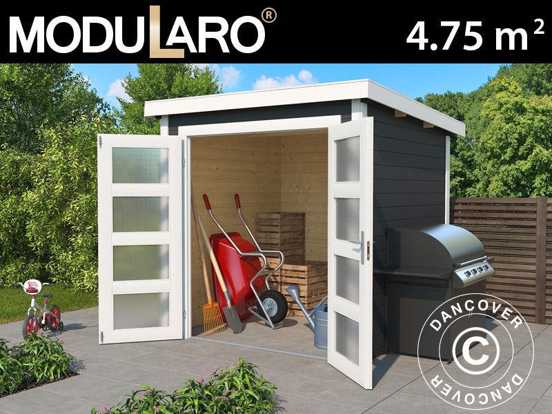 Redskapsbod i trä Torrent 2x2,5x2,11m, 28mm, 4,75m², Mörkgrå