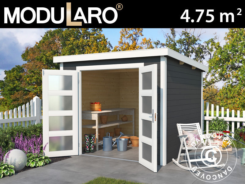 Redskapsbod i trä Torrent 2,5x2x2,11m, 28mm, 4,75m², Mörkgrå