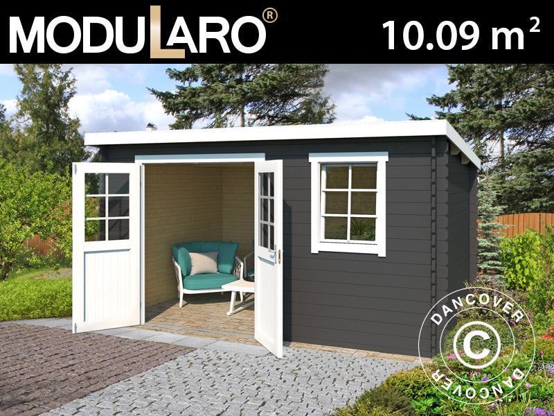 Redskapsbod i trä Asker 3,8x2,75x2,11m, 28mm, 10,09m², Mörkgrå