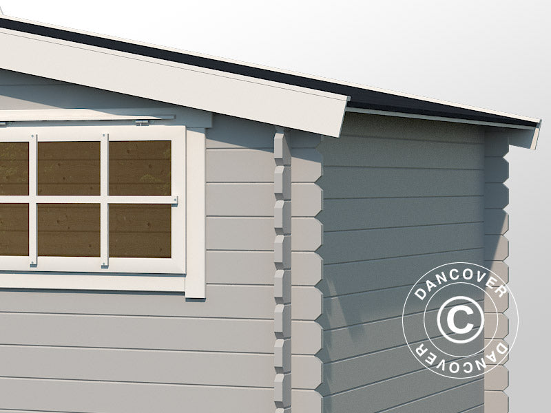 Redskapsbod, stuga i trä Sandvika 4,8x2,92x2,45m, 28mm, 13,59m², Ljusgrå