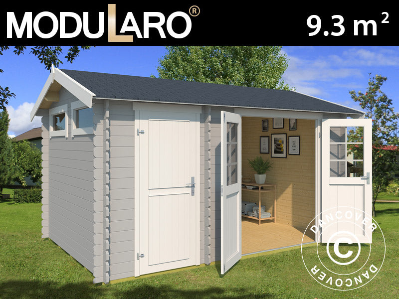 Redskapsbod i trä Narva 3,8x2,5x2,39m, 28mm, 9,3m², Ljusgrå