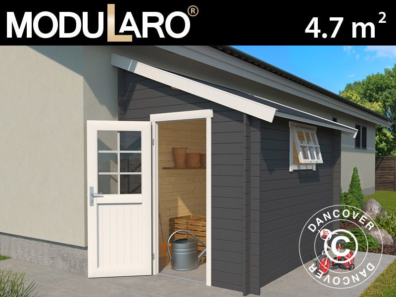 Redskapsbod mot vägg i trä Vanda 1,8x2,75x2,68m, 28mm, 4,7m², Mörkgrå