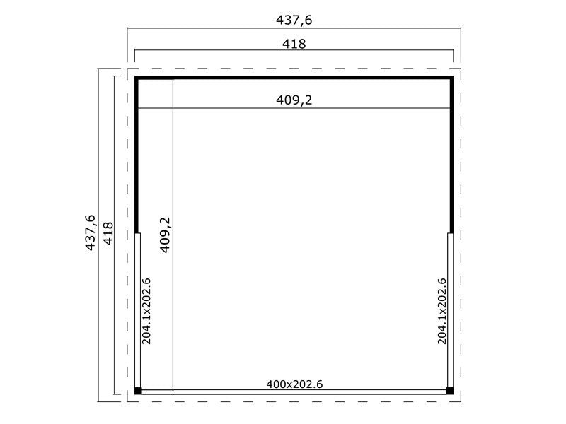 Stuga i trä Geneva, 4,18x4,18x2,39m, 44mm, Mörkgrå