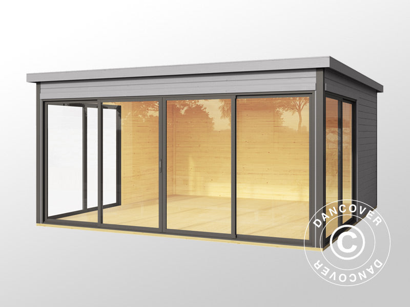 Stuga i trä Geneva, 4,18x4,18x2,39m, 44mm, Ljusgrå