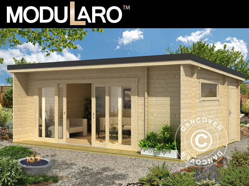 Stuga i trä Milano, 6,08x3,90x2,45m, 44mm, Naturlig