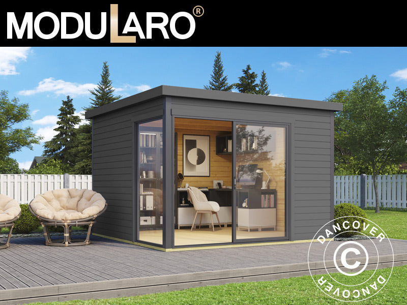 Stuga i trä Set Geneva, 3x3x2,39m, 44mm, Mörkgrå