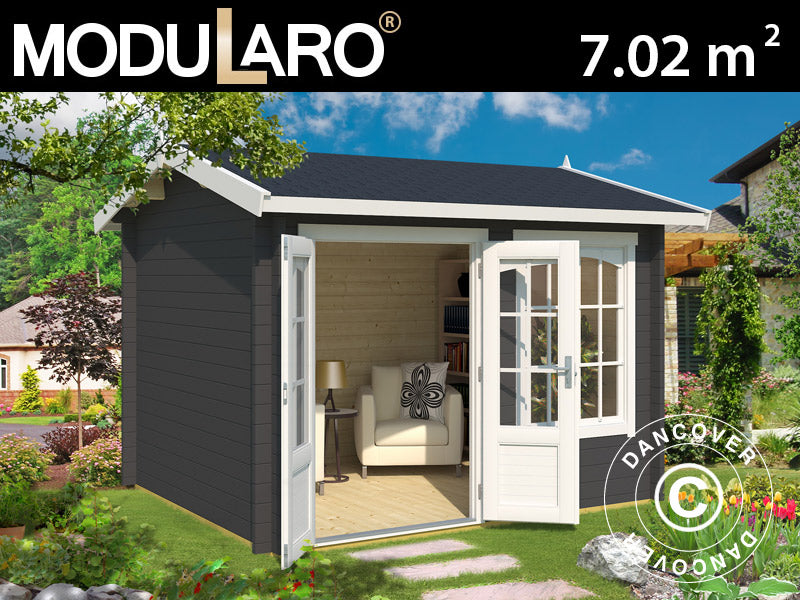 Stuga i trä Stavanger 3x2,5x2,45m, 44mm, Mörkgrå