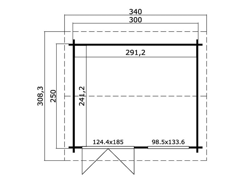 Stuga i trä Stavanger 3x2,5x2,45m, 44mm, Ljusgrå
