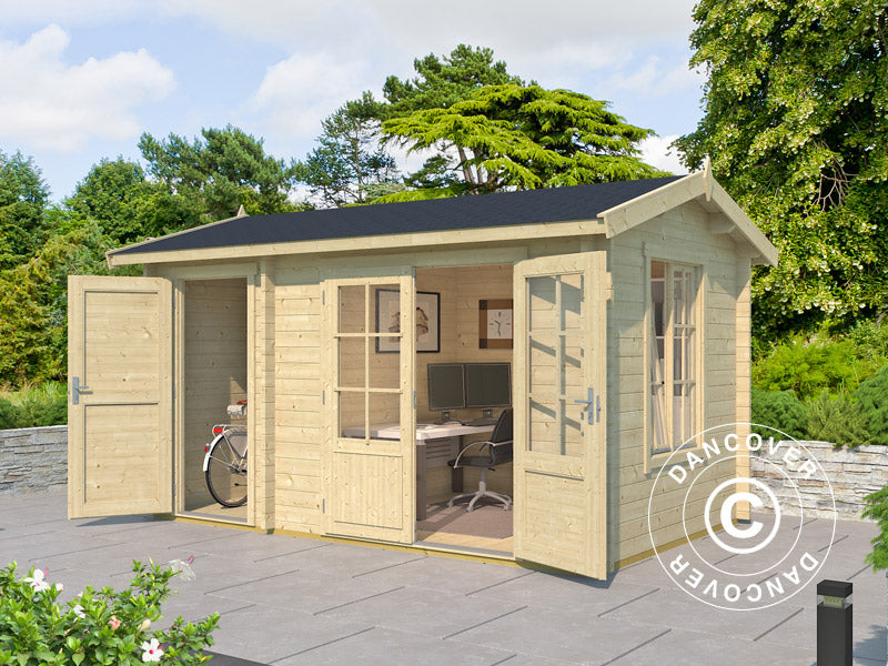 Stuga i trä med bod Maardu 3,9x2,4x2,51m, 44mm, Naturlig