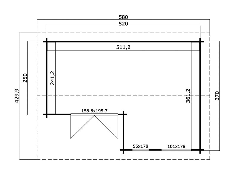 Stuga i trä Talsi 5,2x3,7x2,51m, 44mm, Ljusgrå