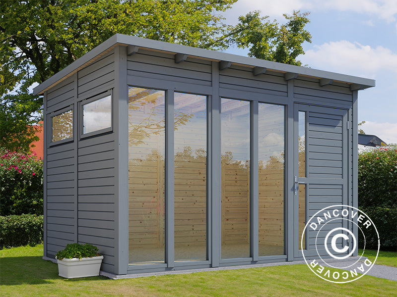 Stuga i trä, Bertilo Pentus 3O, 3,37x2,34x2,33m, Grå